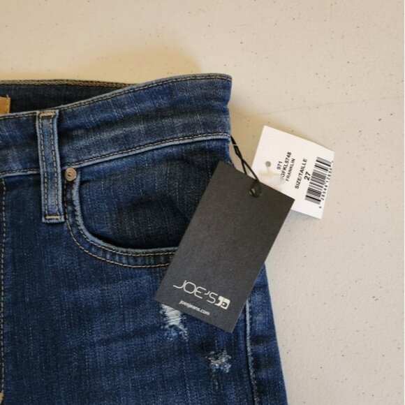 Joe's Jeans High Rise Skinny Ankle Dark Wash Ripped Knees Frayed Size 27 New NWT - Picture 8 of 12